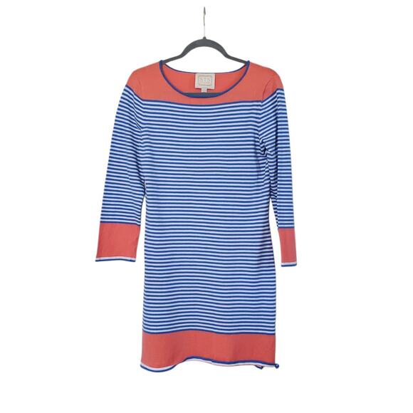 STS Sail to Sable Striped 3/4 Sleeve Resortwear Mini Sweater Dress, Size Small - Picture 1 of 11